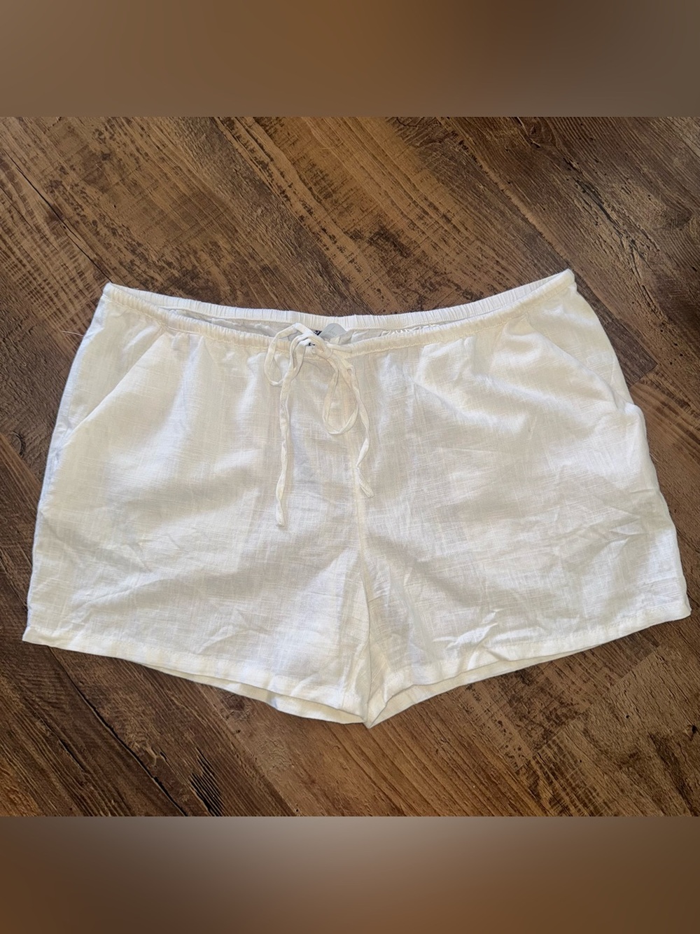 H&M Women’s White Linen Blend Drawstring Shorts XL Boho Beach Summer Vacation